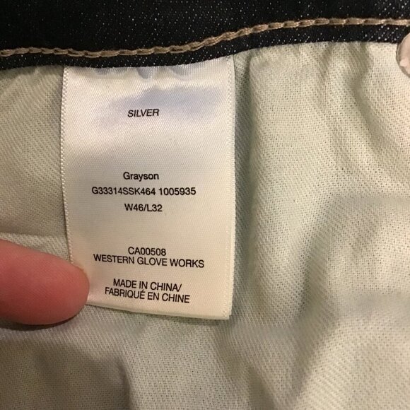 Silver Jeans 46x32 Tag Grayson Men’s Dark Wash Classic-Fit Jeans Actual 48x31 - Picture 8 of 10